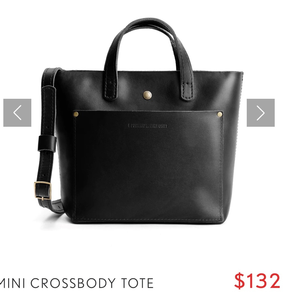 Portland Leather Company mini crossbody tote in flat black